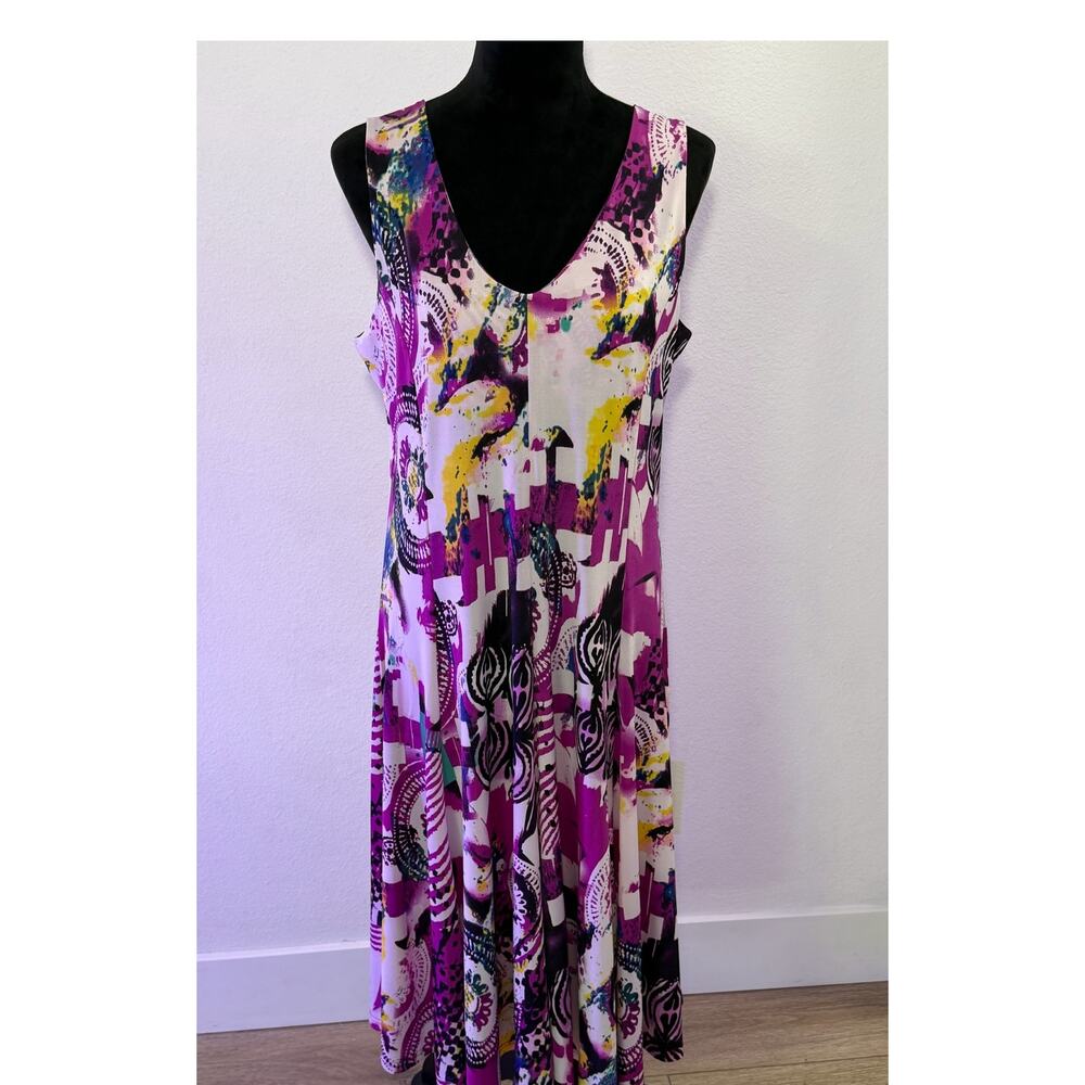 Creation Multi Purple Sundress S-XL Flowy Midi Tropical Beach Cruises